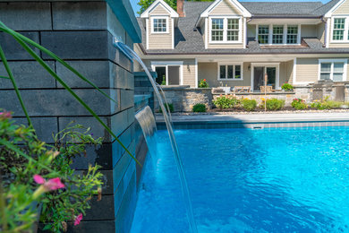 Inspiration for a modern pool remodel in New York