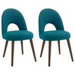 Bentley Designs - Oslo Walnut Furniture Teal Upholstered Chairs, Set of 2 - Oslo Walnut Teal Upholstered Chair Pair takes inspiration from sophisticated mid-century styling through hints of both retro and Scandinavian design resulting in soft flowing curves throughout. Oslo is a fashionable range that features an eclectic blend of shapes and forms.