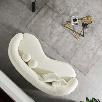 Drake Japandi Style Curvy Boucle 3 Seater Living Room Sofa