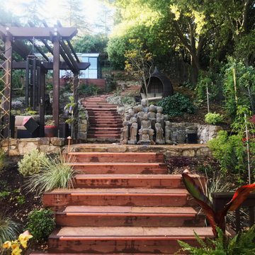 Stairs Leading up to Buddhas, Pergola, and Greenhouse