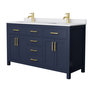 Dark Blue / White Cultured Marble Top / Brushed Gold Hardware