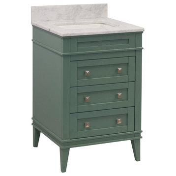 Eleanor 24" Bathroom Vanity, Sage Green, Carrara Marble