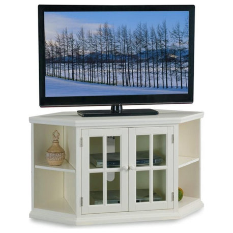 Leick Riley Holliday 46" Corner TV Stand with Bookcases in White