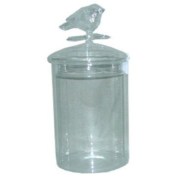 Glass Canister With Bird On Lid Small, 9"