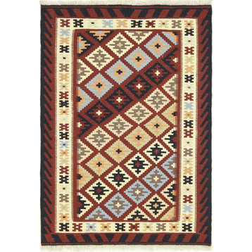 Persian Kilim Fars 4'10"x3'4" Hand Woven Oriental Rug