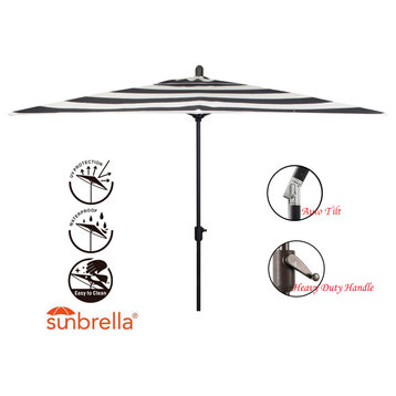10'x6.5' Rectangular Auto Tilt Market Umbrella, Antique Bronze Frame, Sunbrella