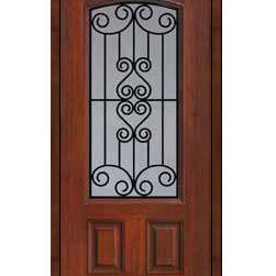 Home Single Door 80 Fiberglass Verona 2 Panel Arch Lite - Front Doors