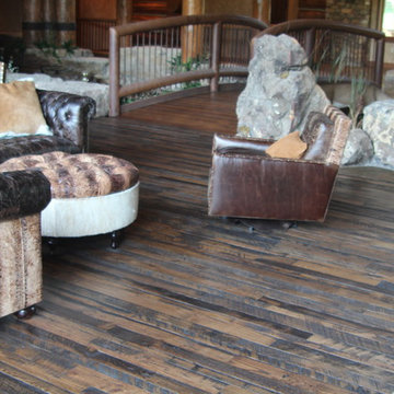 Reclaimed hardwood solid plank T&G with skip marks and circle sawn texture