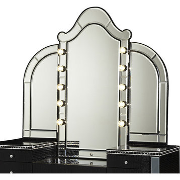 AICO Hollywood Swank Vanity Mirror, Black Iguana 03068RN-81