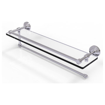 Wavwely Place Paper Towel Holder with 22" Gallery Glass Shelf, Polished Chrome