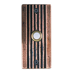 HawkHillHardware - Ribs Bell Plate With Button, Bronze - Doorbells And Chimes