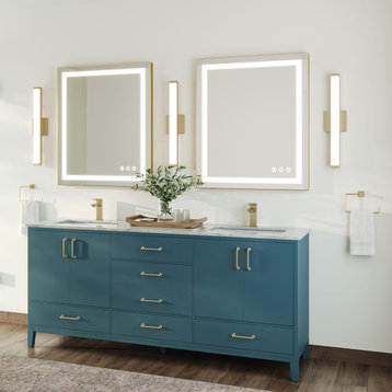 Lagoon Bathroom Vanity, Royal Green, 72", Double, Without Mirror, Freestanding