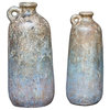 Rustic Terra Cotta Jug Bottle, Set of 2, 20" Blue Gray Antique Style Tall Crock