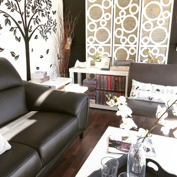 Modern Black and White Living Room Space