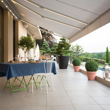 Enjoy your outdoor space with a motorized awning and LED lights