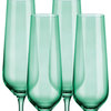 Set of Four Translucent Pale Green Champagne Flutes