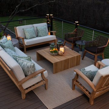 Voyage Decking in Khaya with Picture Frame Board in Dark Slate
