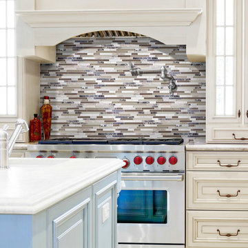 Anatolia Bliss Cappuccino Linear Mosaic Stove Backsplash