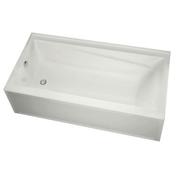 MAAX Exhibit Rectangular Acrylic Soaking Bathtub with Right-Hand Drain, White