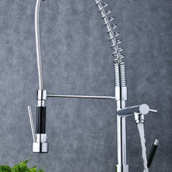 Contemporary Solid Brass Single Handle Spring Kitchen Tap with Two Spouts - T078 - Kitchen Faucets