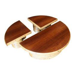 Restored Rare Round "Pie" Sectional Coffee Table with Mahogany Top - Coffee Tables
