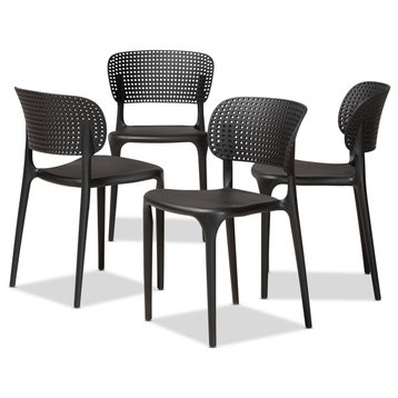 Elvia Contemporary 4-Piece Stackable Dining Chair Set Black