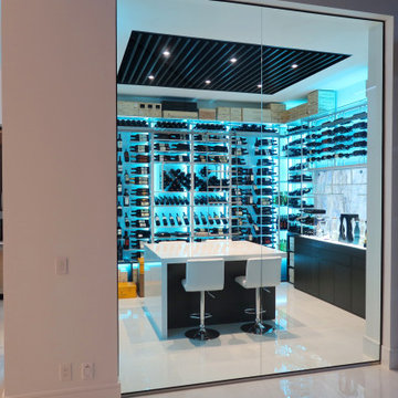 Wood Slat Ceiling Wine Room - Deerfield Beach, FL
