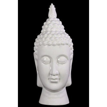 Ceramic Buddha Head Figurine, White