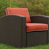 Patio Chairs, Set of 2, and Side Table Brown With Cajun Red Fabric