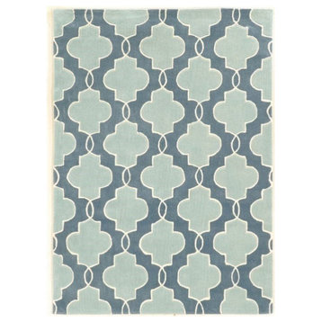 Linon Trio Tile Hand Tufted Polyester 1'10"x2'10" Rug in Blue