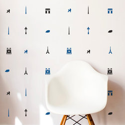 Paris Icons Pattern - Wall Decals