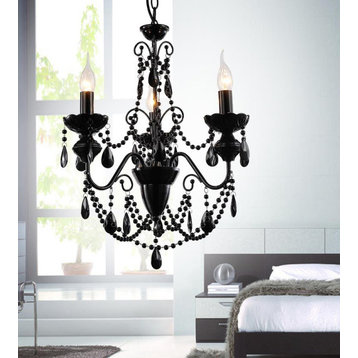 CWI LIGHTING 5095P16B-3 3 Light Up Chandelier with Black finish