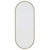 16" W X 40" H Pill Shape Stainless Steel Framed Mirror, Satin Brass