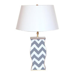 Gray Bargello Lamp - Table Lamps