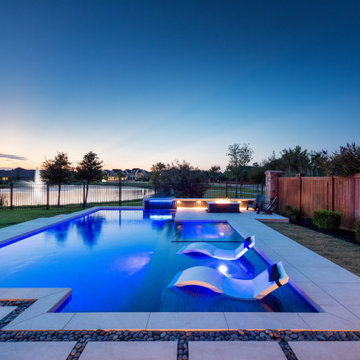 The Colony, TX - Modern Linear Pool and Fire Pit