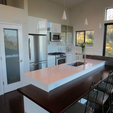 Sleek Wenge countertops steal the show