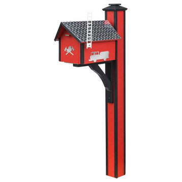 Fire Department Deluxe Mailbox with Post