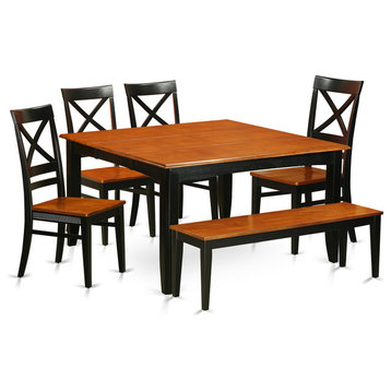 6-Piece Dining Room Set With Bench Table With 4 Wooden Chairs and a Bench