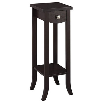 Pemberly Row Modern Prism Tall Plant Stand in Espresso Wood Finish