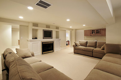 Example of a mid-sized trendy basement design in Atlanta