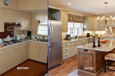 Before and after kitchen remodel in Westwood