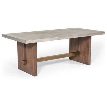 Amelia Concrete and Acacia Wood 83" Dining Table