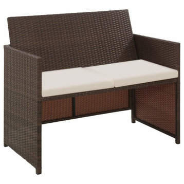 Vidaxl 2 Seater Garden Sofa With Cushions Brown Poly Rattan