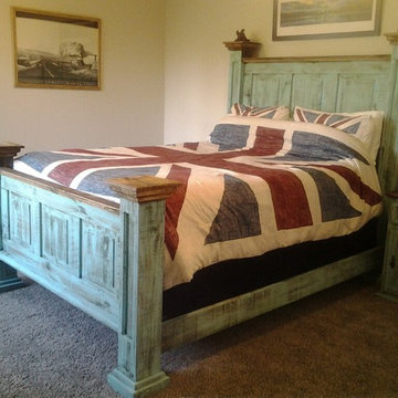 Rustic Pine Turquoise Bedroom redo