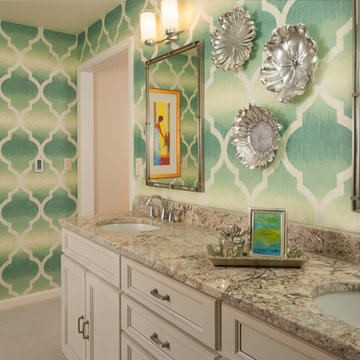 Master Bathroom Bright Wallpaper Design