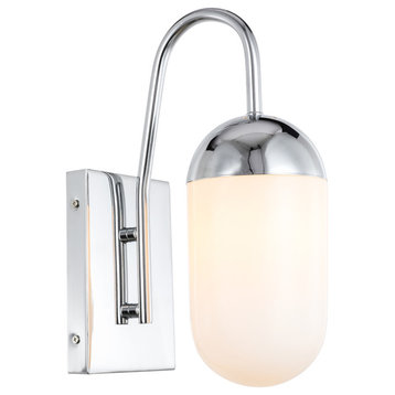 Chrome Finish And Frosted White Glass 1-Light Wall Sconce