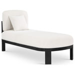 Meridian Furniture - Maybourne Boucle Fabric Upholstered Chaise/Bench, Cream, Black Finish - Refresh your room with this handsome cream Maybourne boucle fabric bench/chaise, a unique combination of comfort and style. Upholstered in rich cream boucle fabric, this bench has a solid wood base with a rich black finish to lend it durability and a touch of warmth. With a plush upholstered seat and back, this bench/chaise has a built-in backrest to provide additional comfort and support. Whether gracing your living room or enhancing the elegance of your bedroom, the Maybourne bench/chaise redefines relaxation and style.