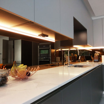 Handleless Kitchen with Stunning LED lights in Ruislip by Kudos Interiors