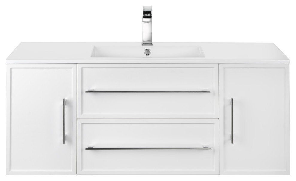 Milano Wall Hung Vanity, White, 48"