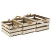 Cheungs Set of 3 Shabby White Wooden Crate with Rope Handle